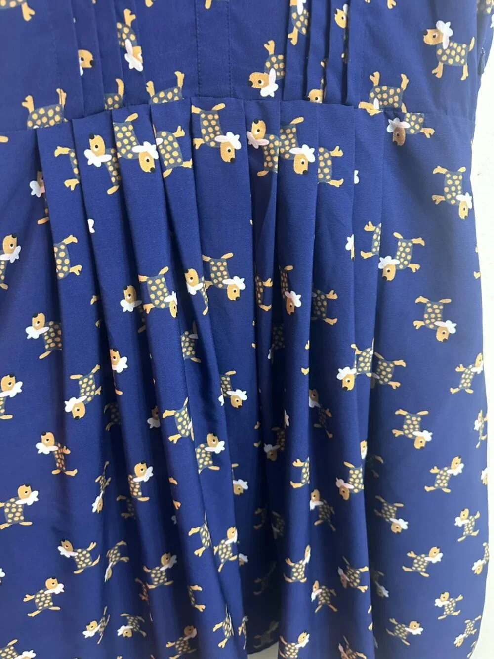 ModCloth Fervour Parisian Dog Print Dress Blue Large Novelty Retro A-Line - Picture 6 of 9